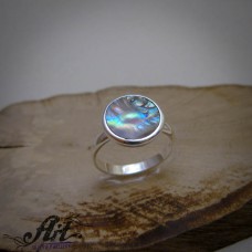 Сребърен пръстен с цветен седеф R-955